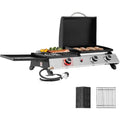3‑Burner Grill Griddle Combo with Lid