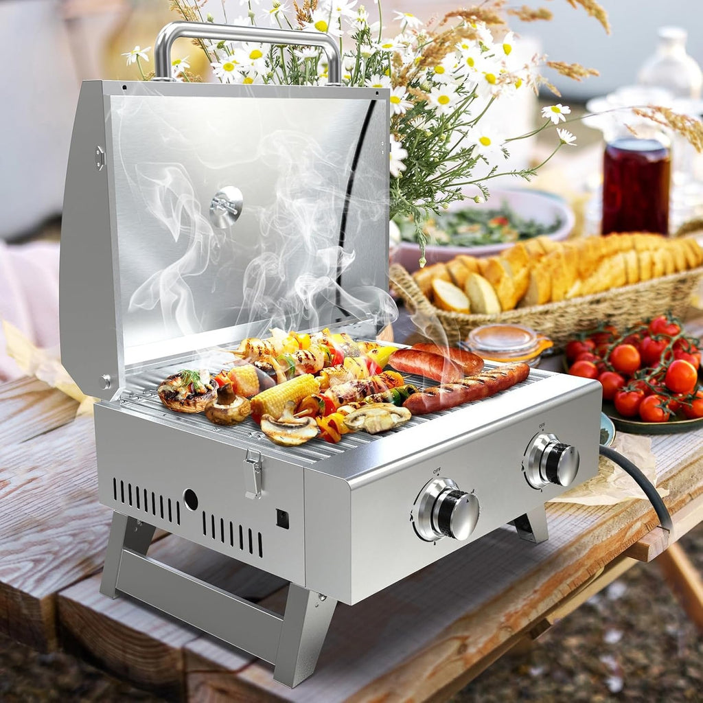 2‑Burner Tabletop Portable Propane Gas Grill