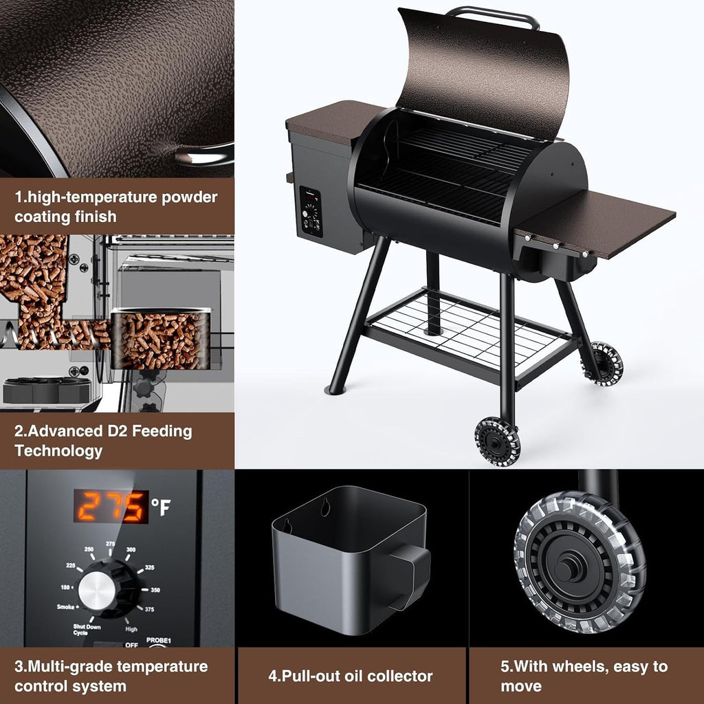 Brown PID‑Controlled Pellet Grill & Smoker