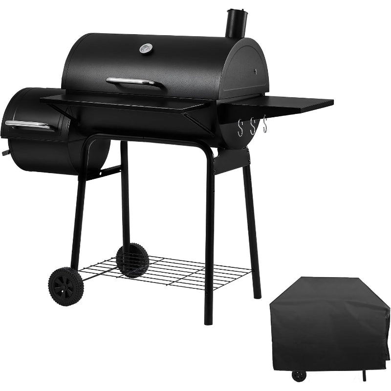 Barrel Charcoal Grill Offset Smoker with Cover