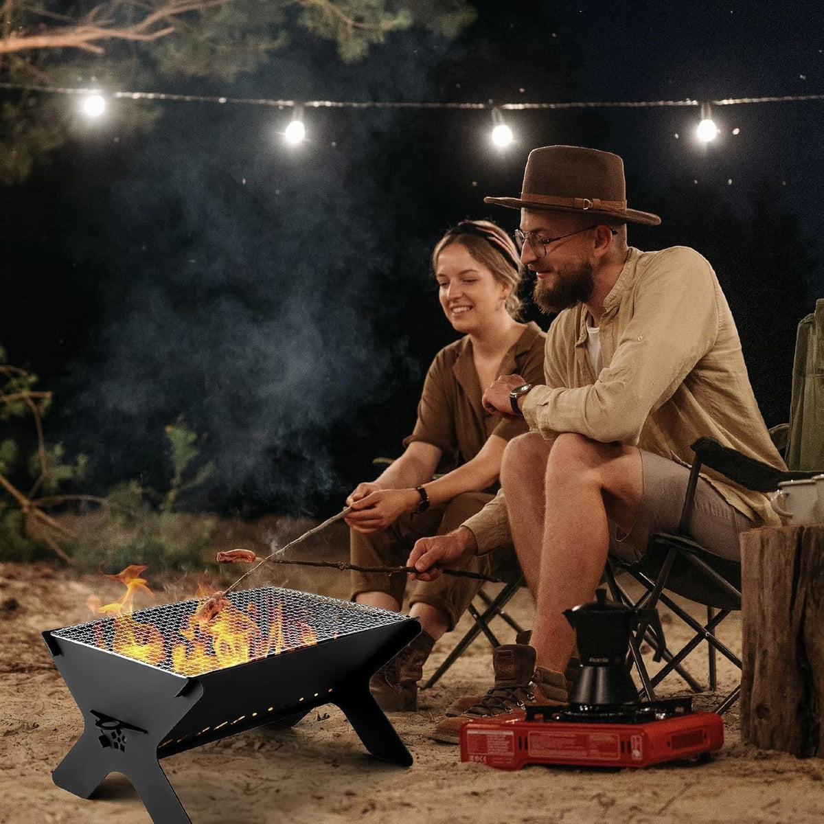 Heavy‑Duty Iron Foldable Charcoal Grill