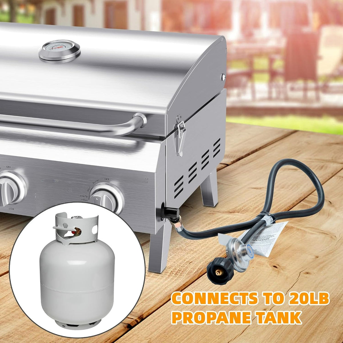 3‑Burner Portable Tabletop Propane Gas Grill