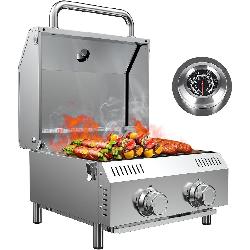2‑Burner Portable Tabletop Propane Gas Grill