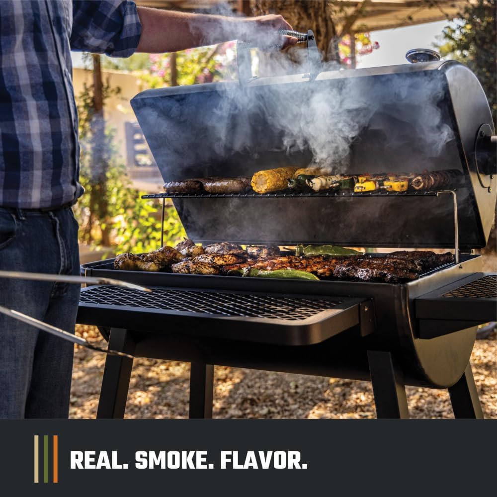 Black Offset Charcoal Smoker & Grill