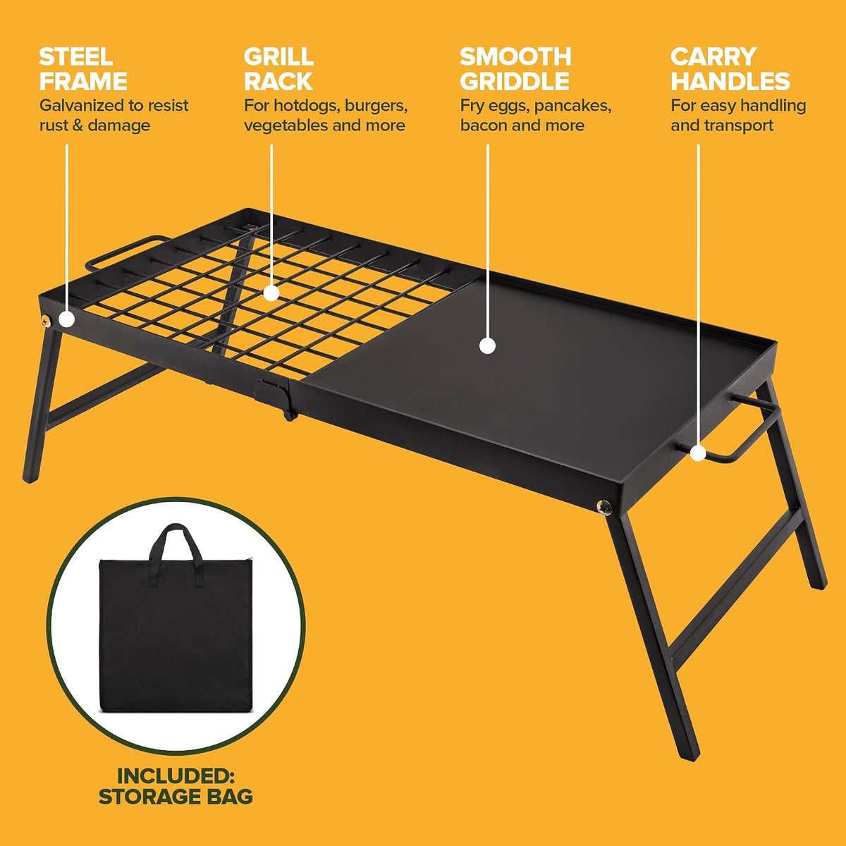 Foldable Carbon Steel Campfire Grill
