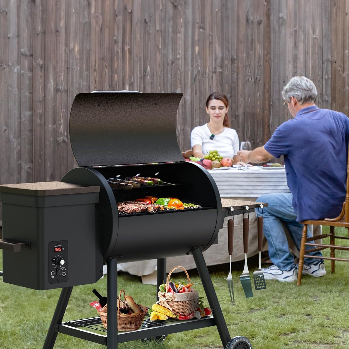 Brown PID‑Controlled Pellet Grill & Smoker