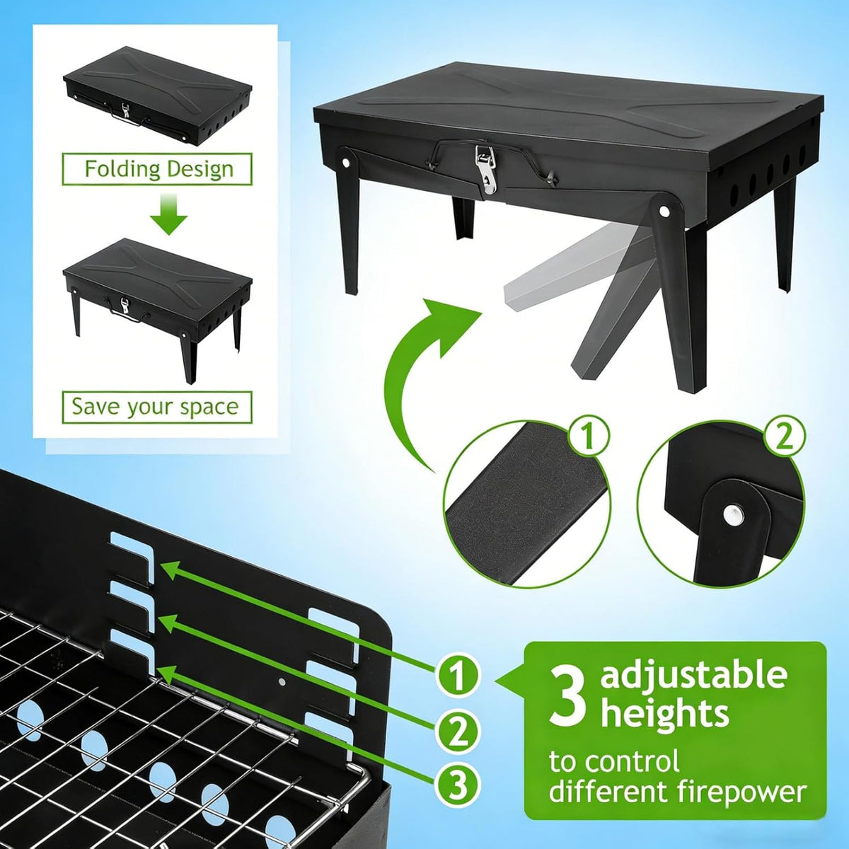 Mini Foldable Portable Charcoal Grill