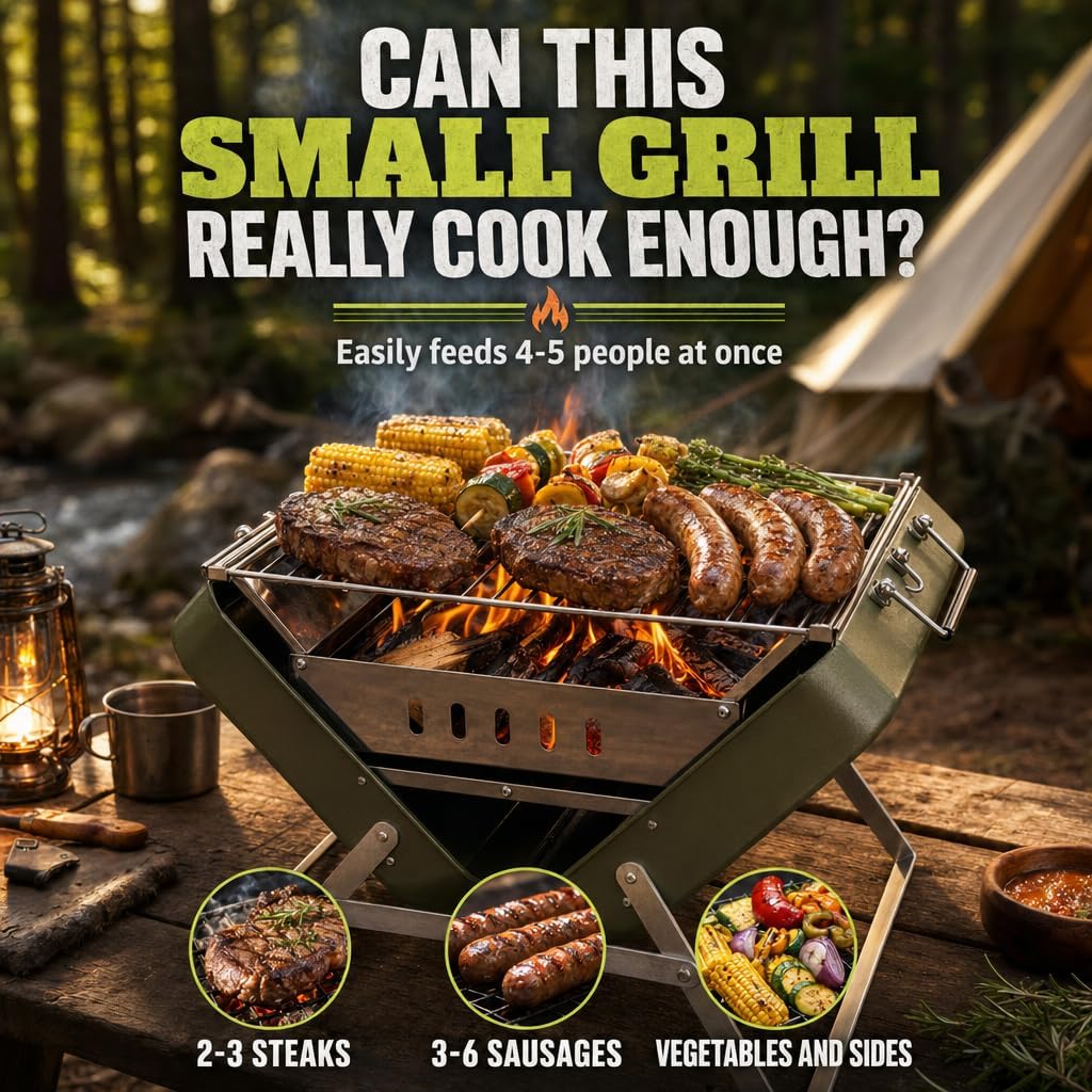 Large Folding Stainless Steel Charcoal Grill