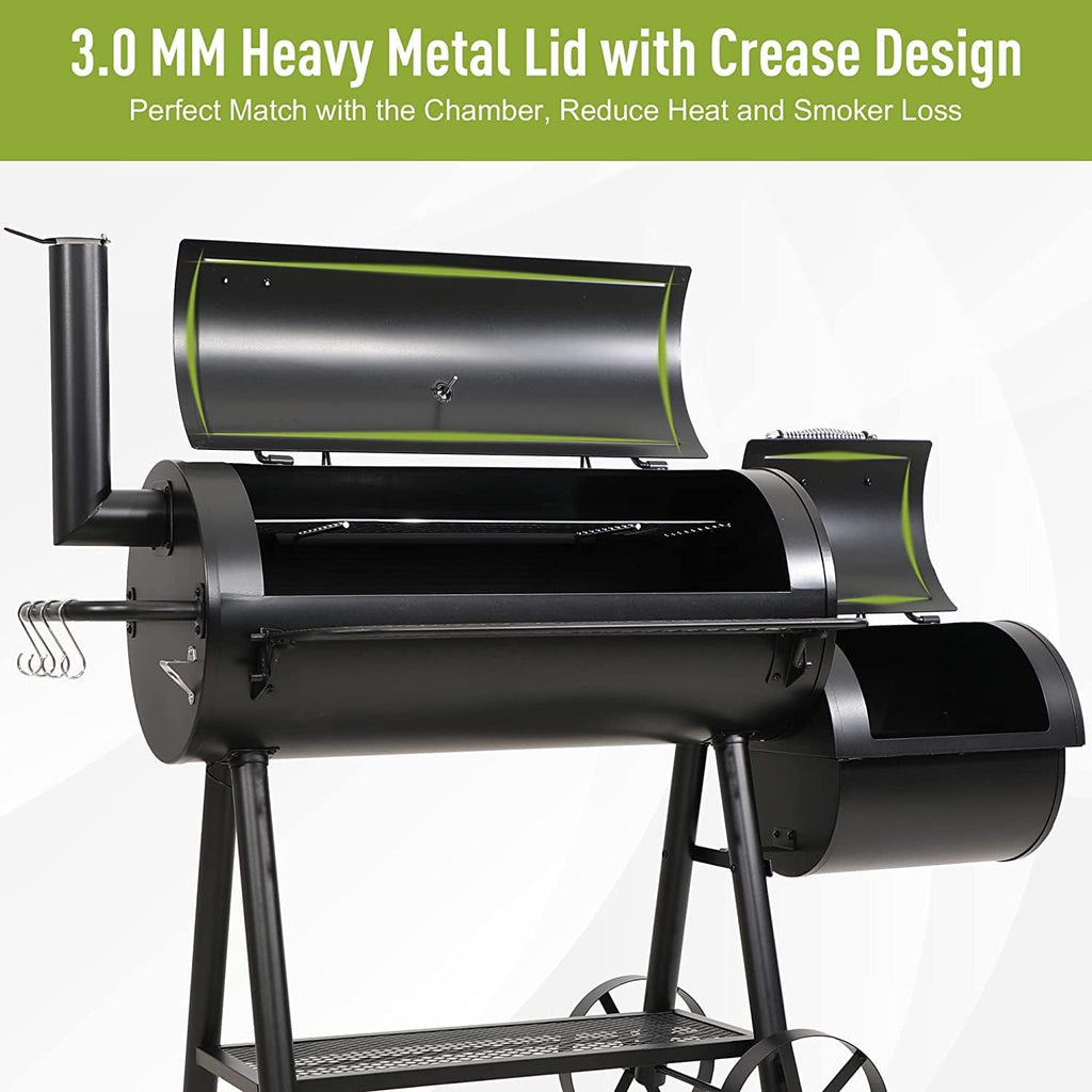 Barrel Charcoal Grill with Offset Smoker