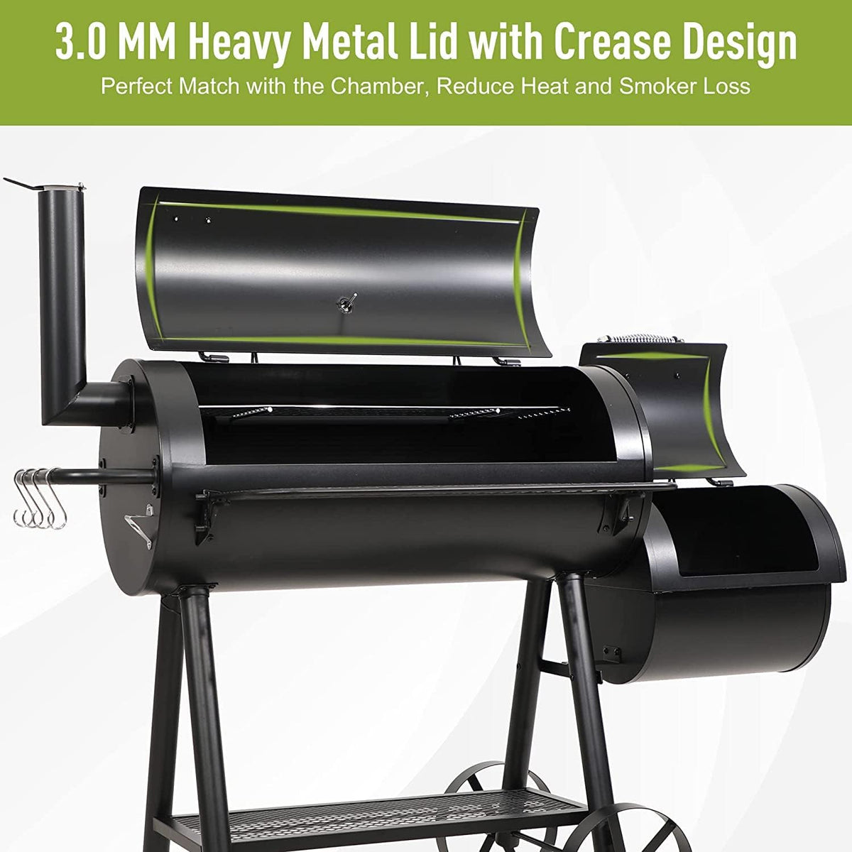 Barrel Charcoal Grill with Offset Smoker