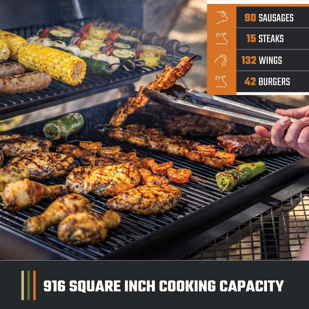 Black Offset Charcoal Smoker & Grill