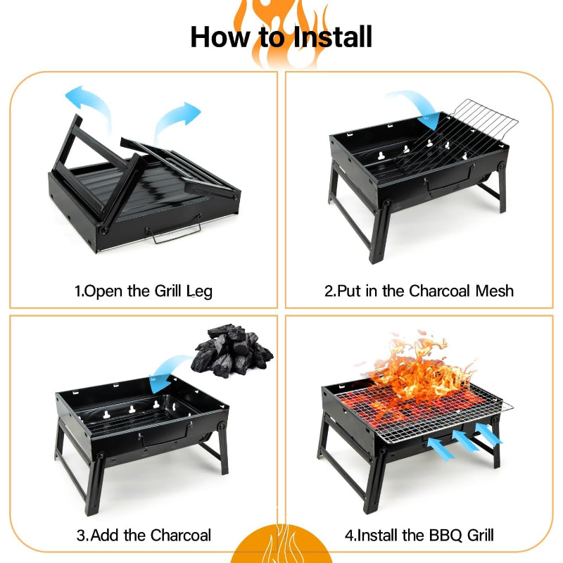 Portable Folding Stainless Steel BBQ Grill