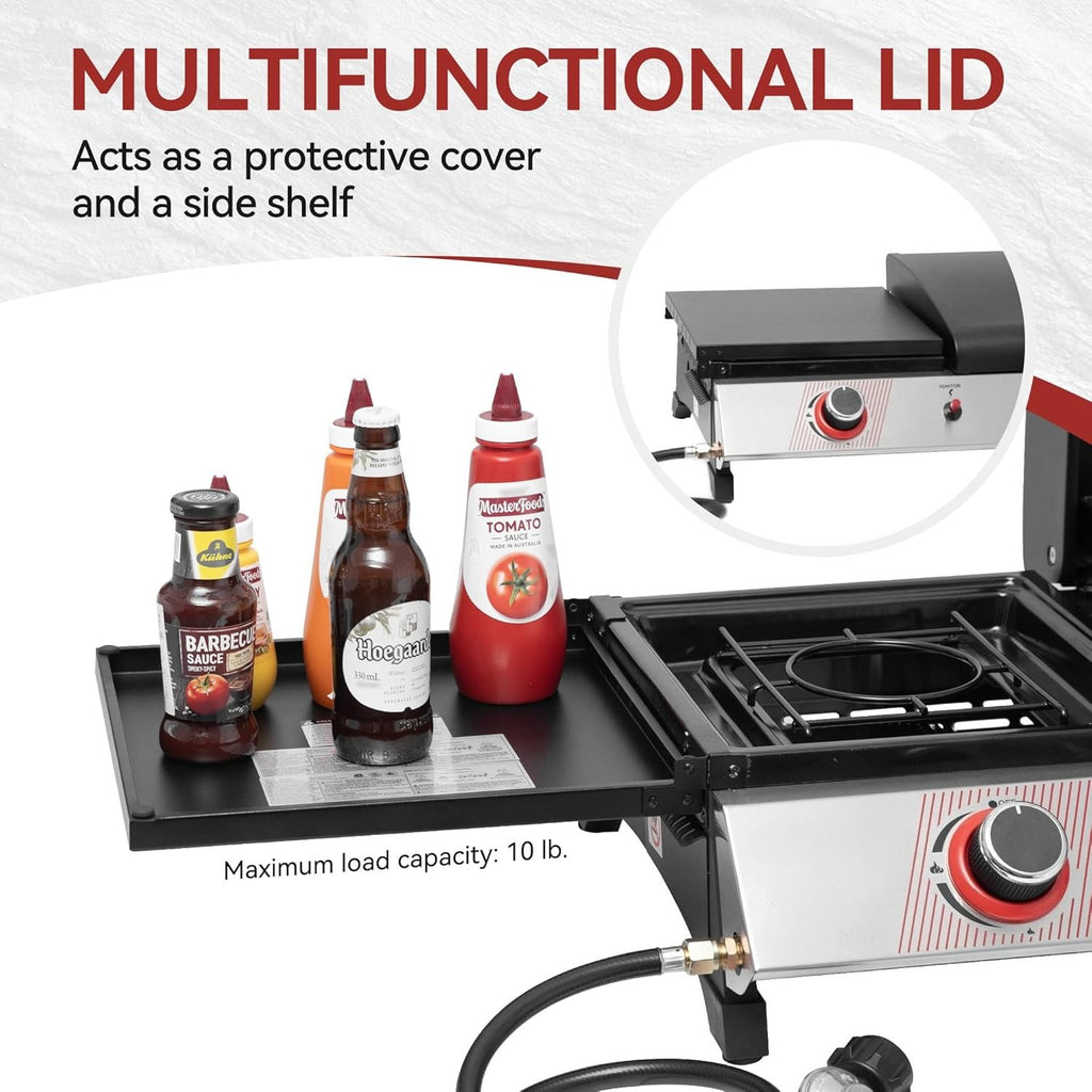 3‑Burner Grill Griddle Combo with Lid
