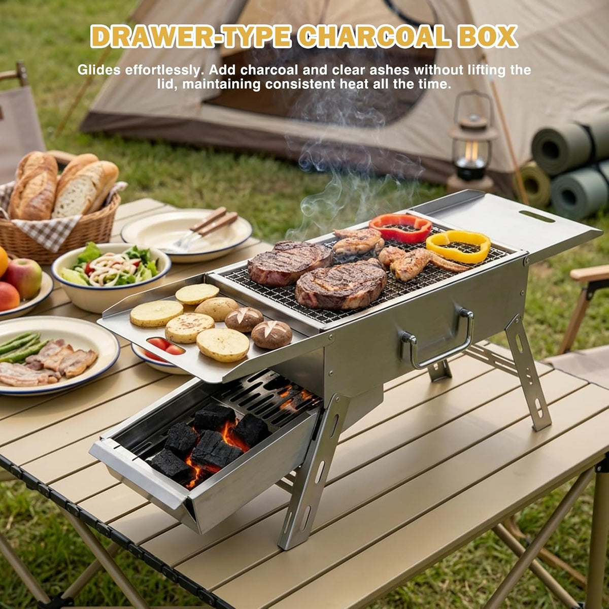 Foldable Tabletop Mini Charcoal Grill