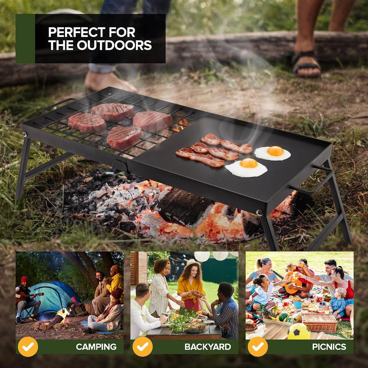 Foldable Carbon Steel Campfire Grill