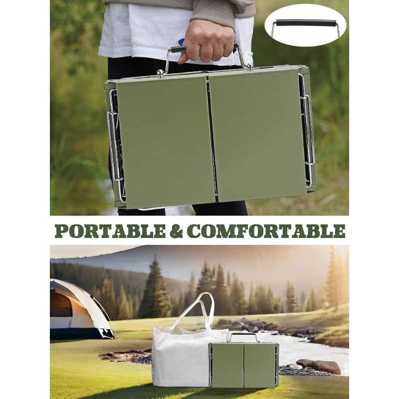 Green Compact Foldable Charcoal Grill