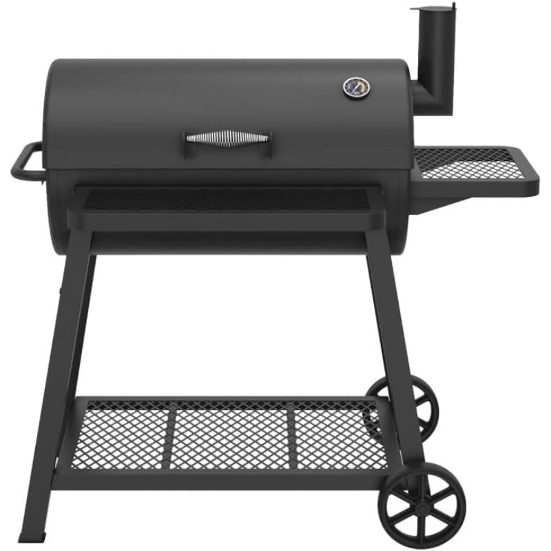 Black Offset Charcoal Smoker & Grill