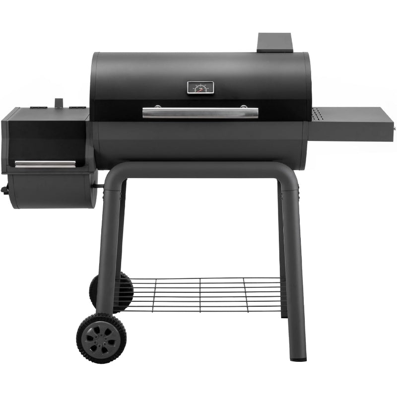 Heavy‑Duty Charcoal Grill with Offset Smoker
