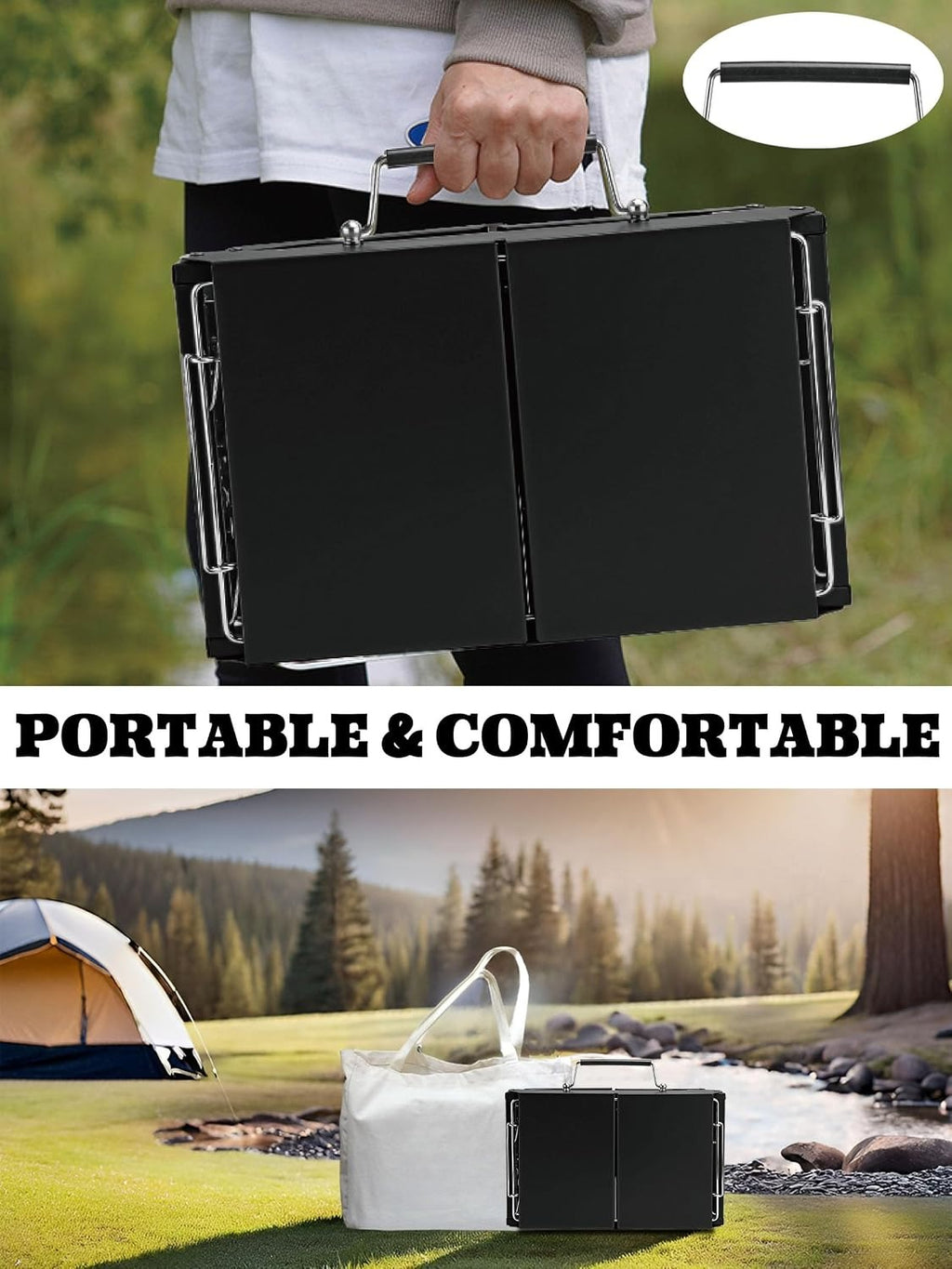 Black Compact Desktop Charcoal Grill