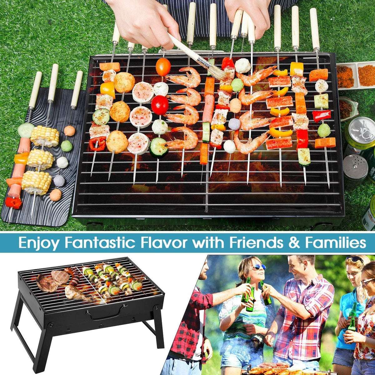 Portable Stainless Steel Charcoal BBQ Grill