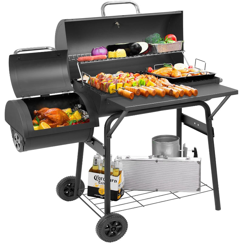 Barrel Charcoal Grill with Offset Smoker