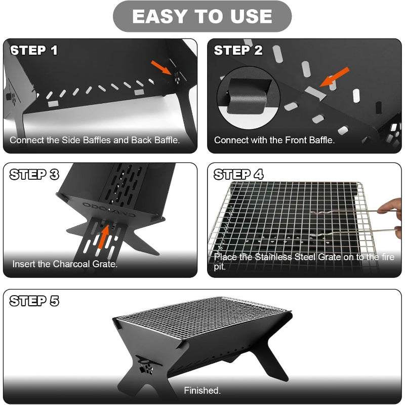 Heavy‑Duty Iron Foldable Charcoal Grill