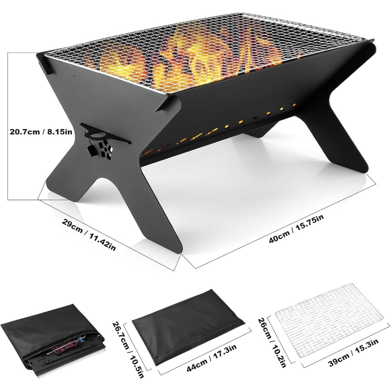 Heavy‑Duty Iron Foldable Charcoal Grill