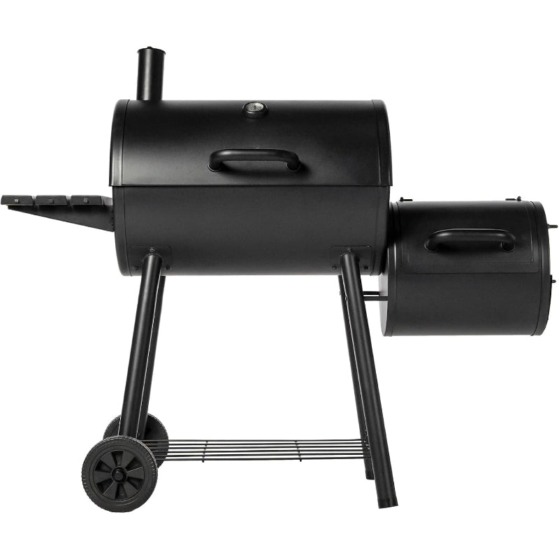 Black Charcoal Grill with Offset Smoker