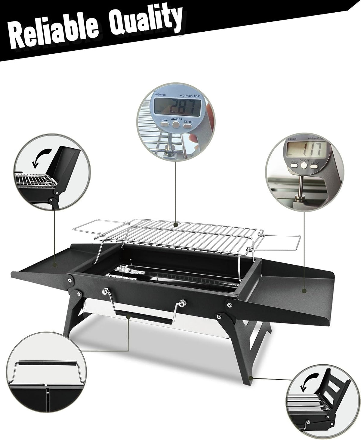 Black Compact Desktop Charcoal Grill