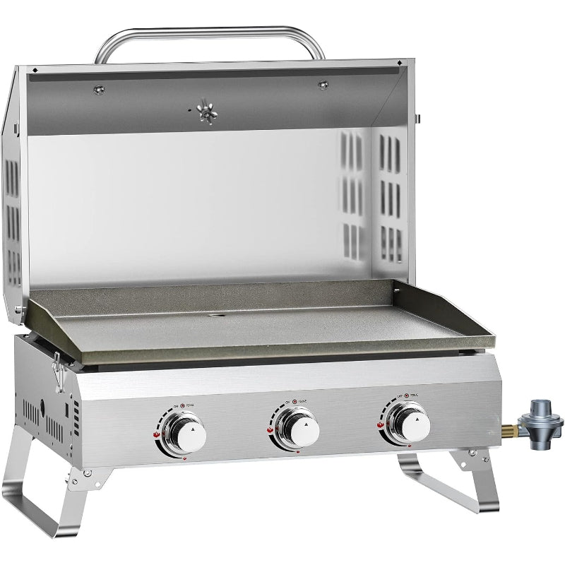 3‑Burner Portable Tabletop Gas Griddle