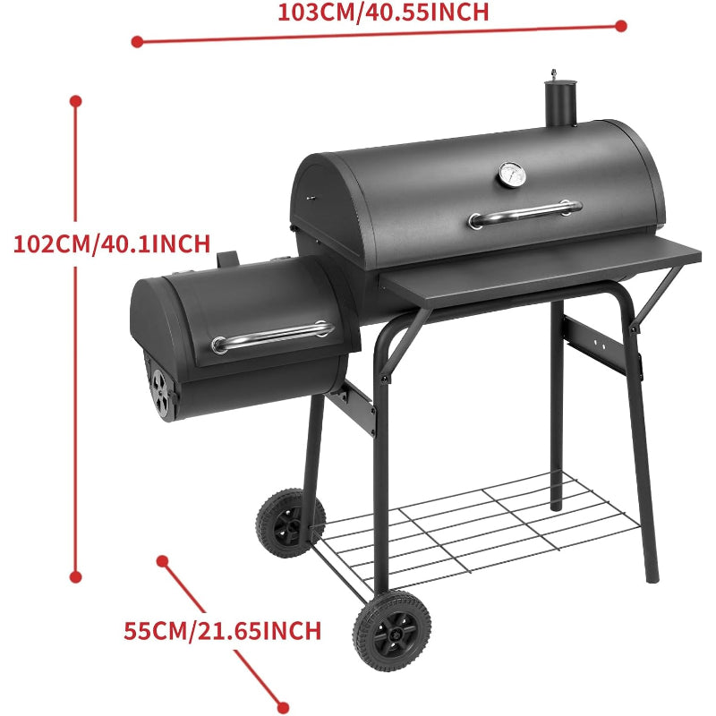 Barrel Charcoal Grill with Offset Smoker