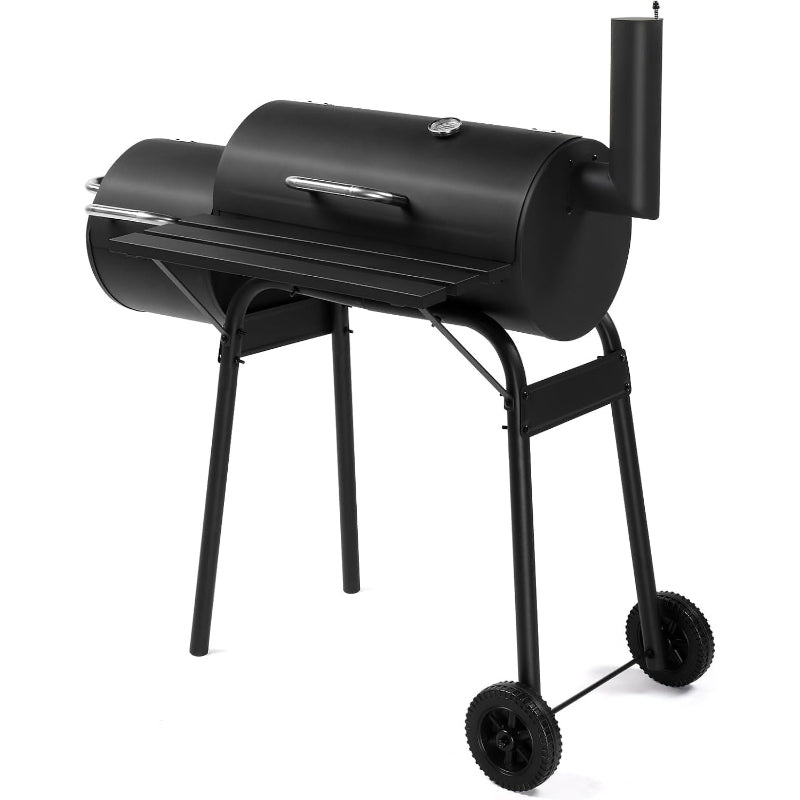 Large Barrel Charcoal Grill with Offset Smoker