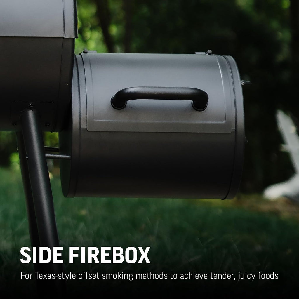 Black Charcoal Grill with Offset Smoker