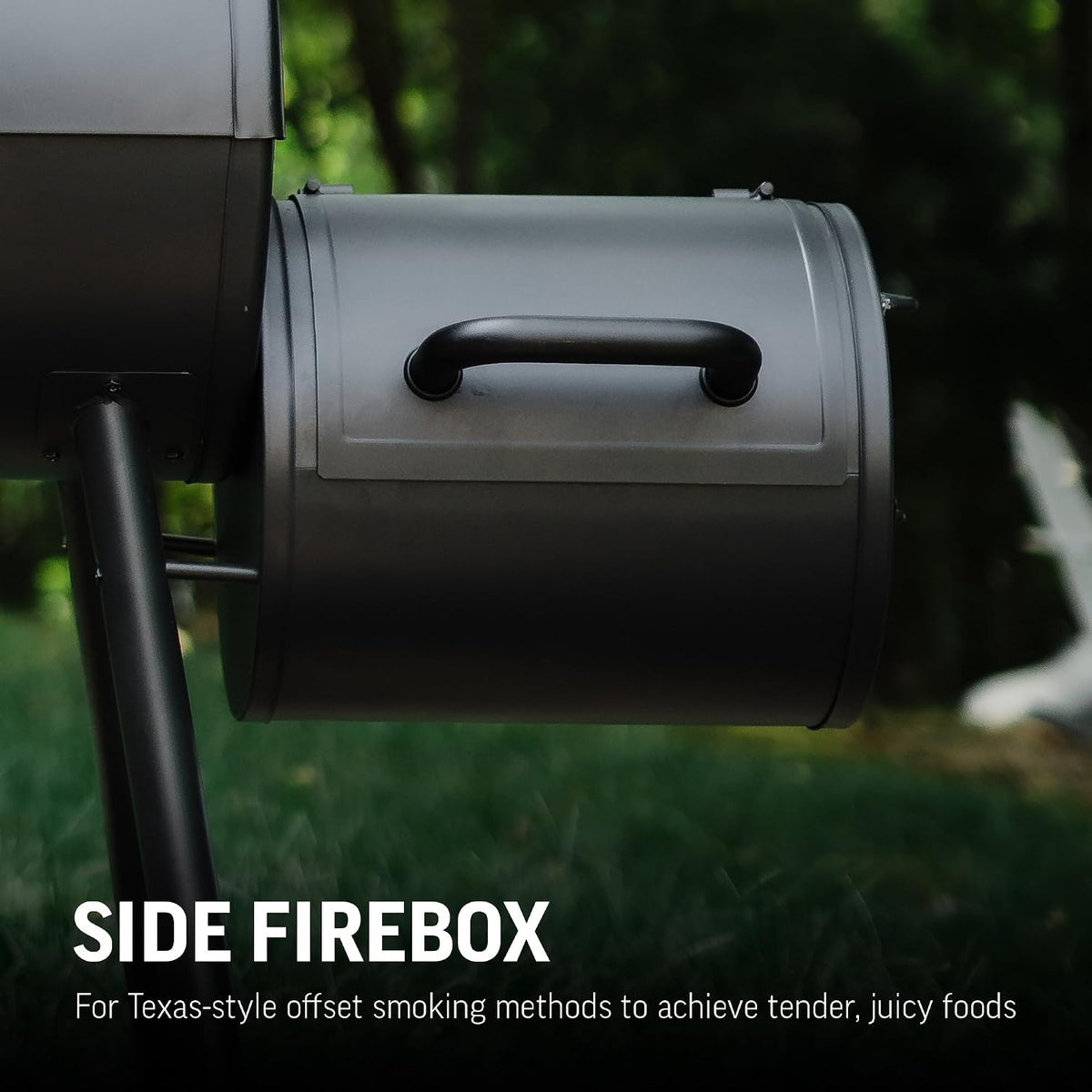 Black Charcoal Grill with Offset Smoker