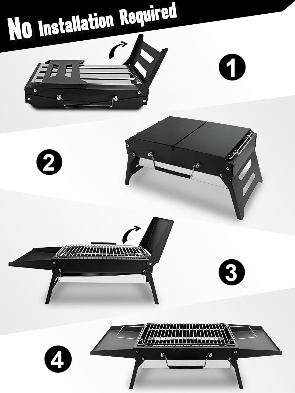 Black Compact Desktop Charcoal Grill