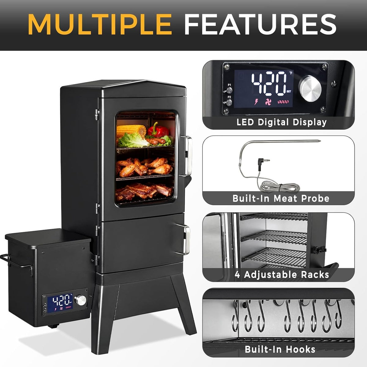Electric Pellet Smoker Grill with Cover