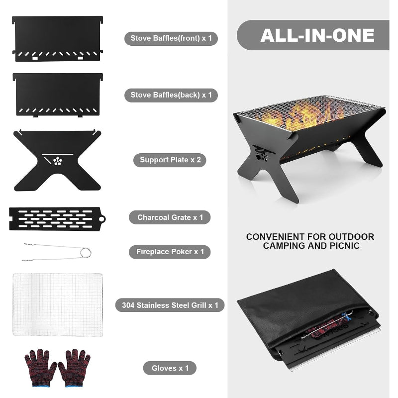 Heavy‑Duty Iron Foldable Charcoal Grill